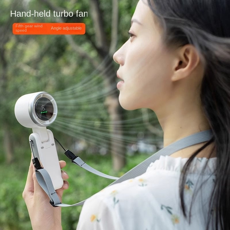 Folding High Speed Turbocharged Handheld Small Fan Portable Neck-hanging Office Desktop Summer Promotion