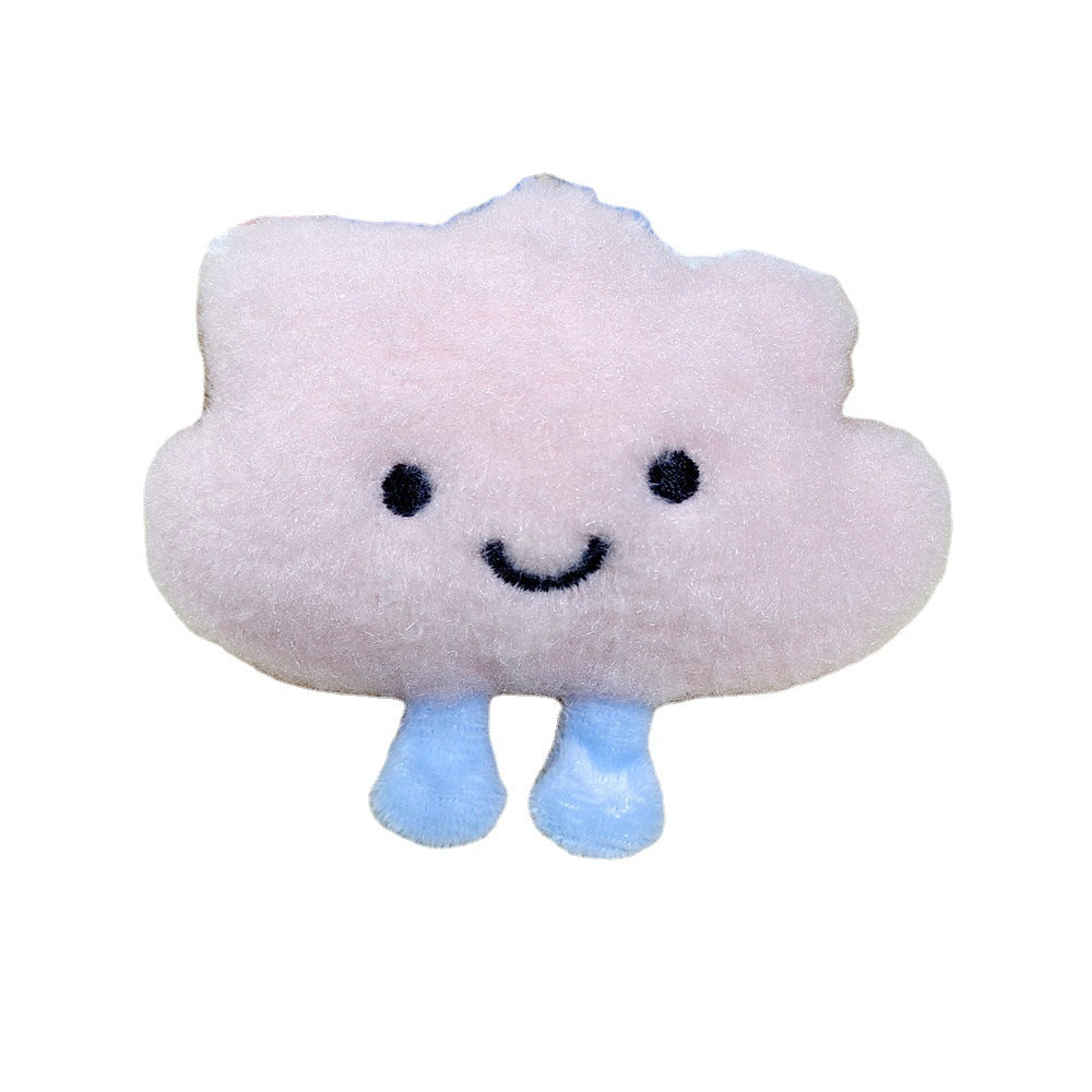 Ins Cyber Red Cotton Little Clouds Girl's Heart Soft Cute Brooch With Feet White Cloud Powder Cloud Bag Keychain Pendant