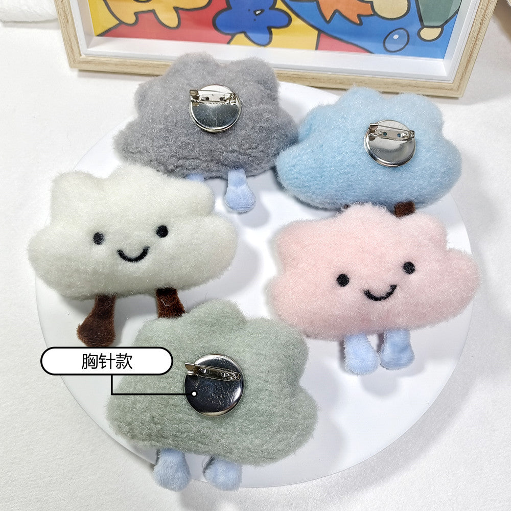 Ins Cyber Red Cotton Little Clouds Girl's Heart Soft Cute Brooch With Feet White Cloud Powder Cloud Bag Keychain Pendant