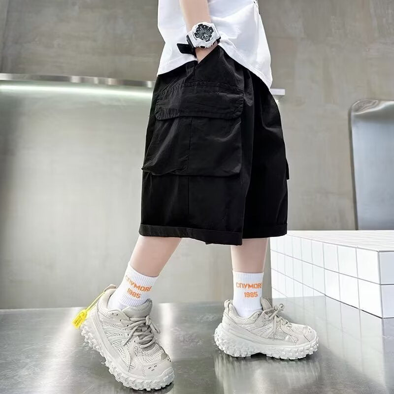 Children's Wear Boys Summer Cyber Celebrant Pure Cotton Shorts Boys 2024 New Summer Medium And Large Children's Thin Five-point Pants