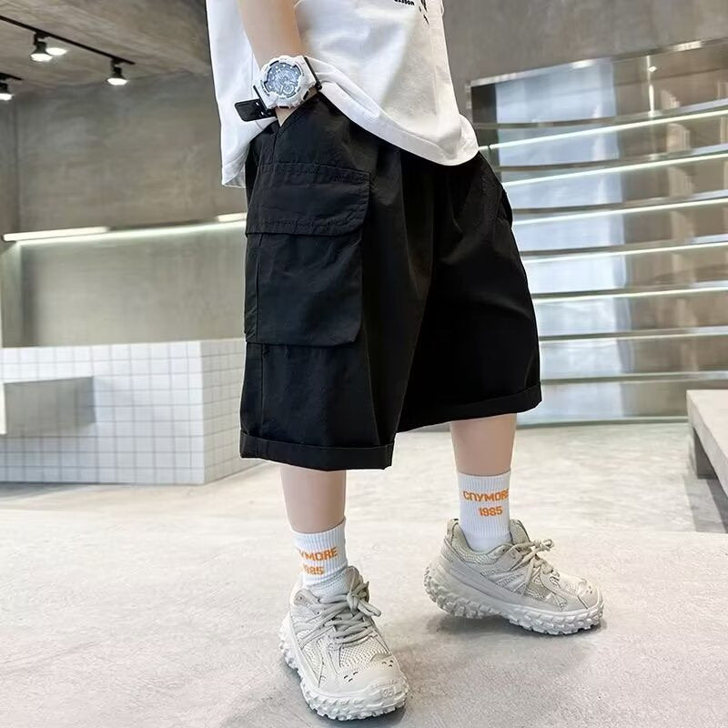 Children's Wear Boys Summer Cyber Celebrant Pure Cotton Shorts Boys 2024 New Summer Medium And Large Children's Thin Five-point Pants