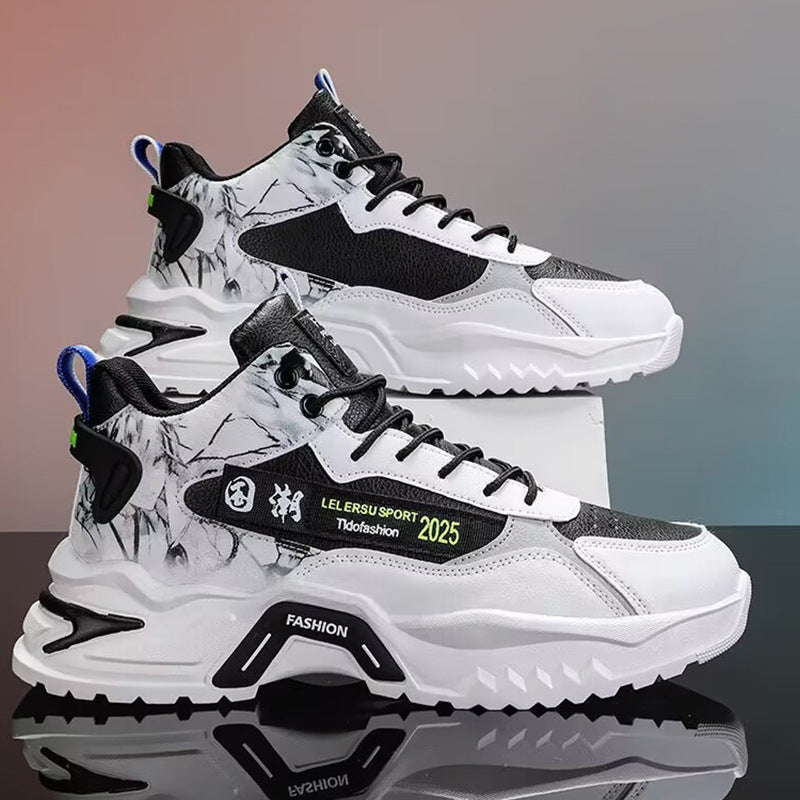 Autumn High-top Men's Shoes Fashion New White Sports Shoes Male Students Ins Trendy Running Casual Torre Shoes