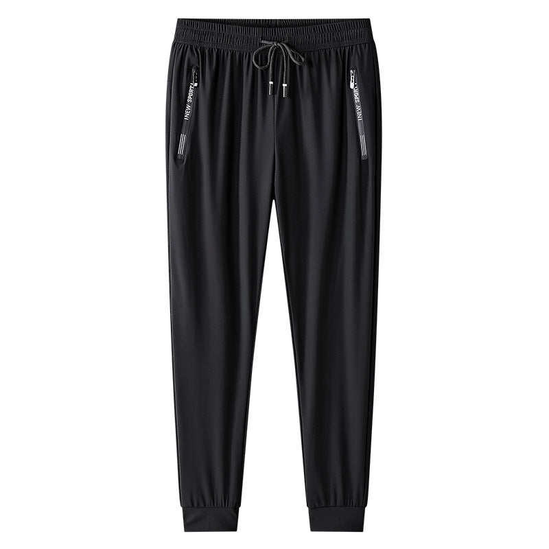 Summer Ultra-thin High-grade Drapy Ice Silk Pants Stretch Trousers Men's Summer Essential Thin Quick-drying Breathable Plus Size Men's Pants