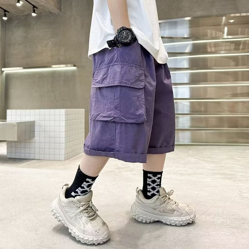 Children's Wear Boys Summer Cyber Celebrant Pure Cotton Shorts Boys 2024 New Summer Medium And Large Children's Thin Five-point Pants