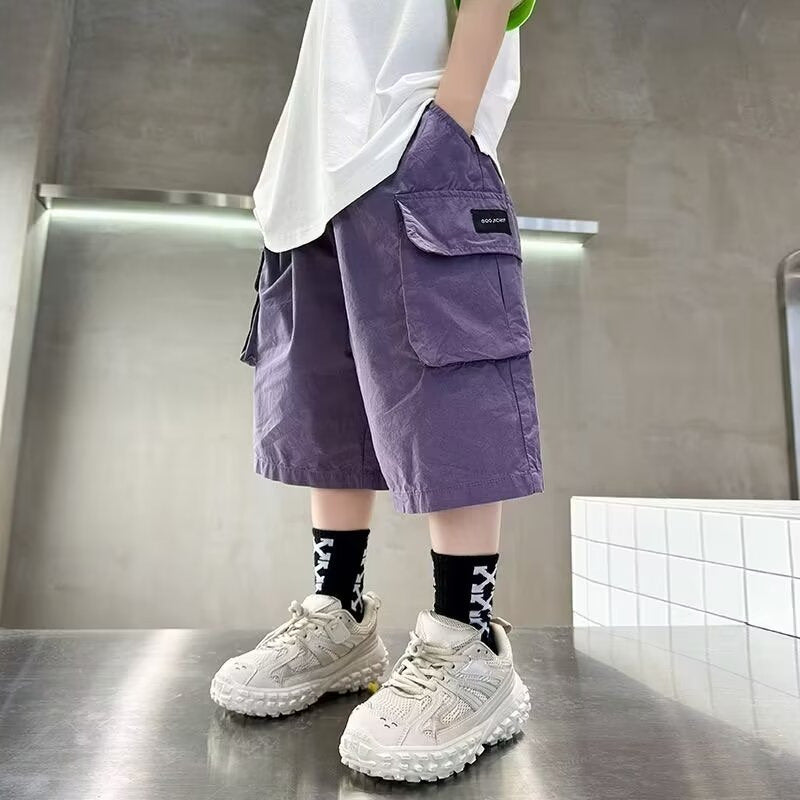 Children's Wear Boys Summer Cyber Celebrant Pure Cotton Shorts Boys 2024 New Summer Medium And Large Children's Thin Five-point Pants
