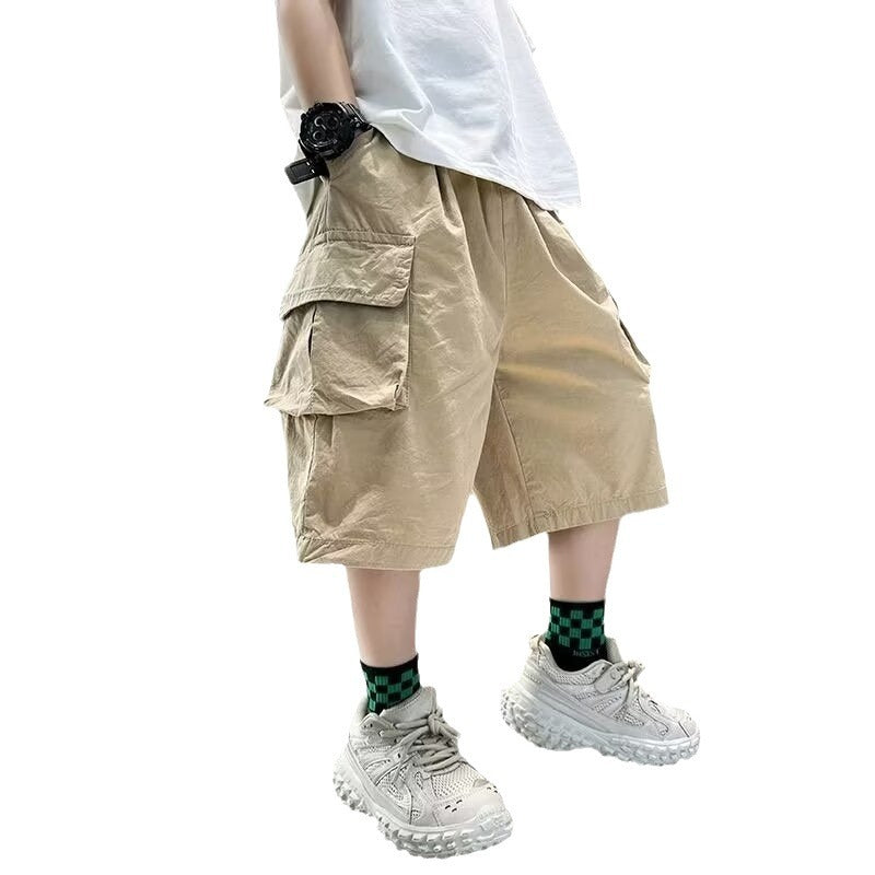 Children's Wear Boys Summer Cyber Celebrant Pure Cotton Shorts Boys 2024 New Summer Medium And Large Children's Thin Five-point Pants